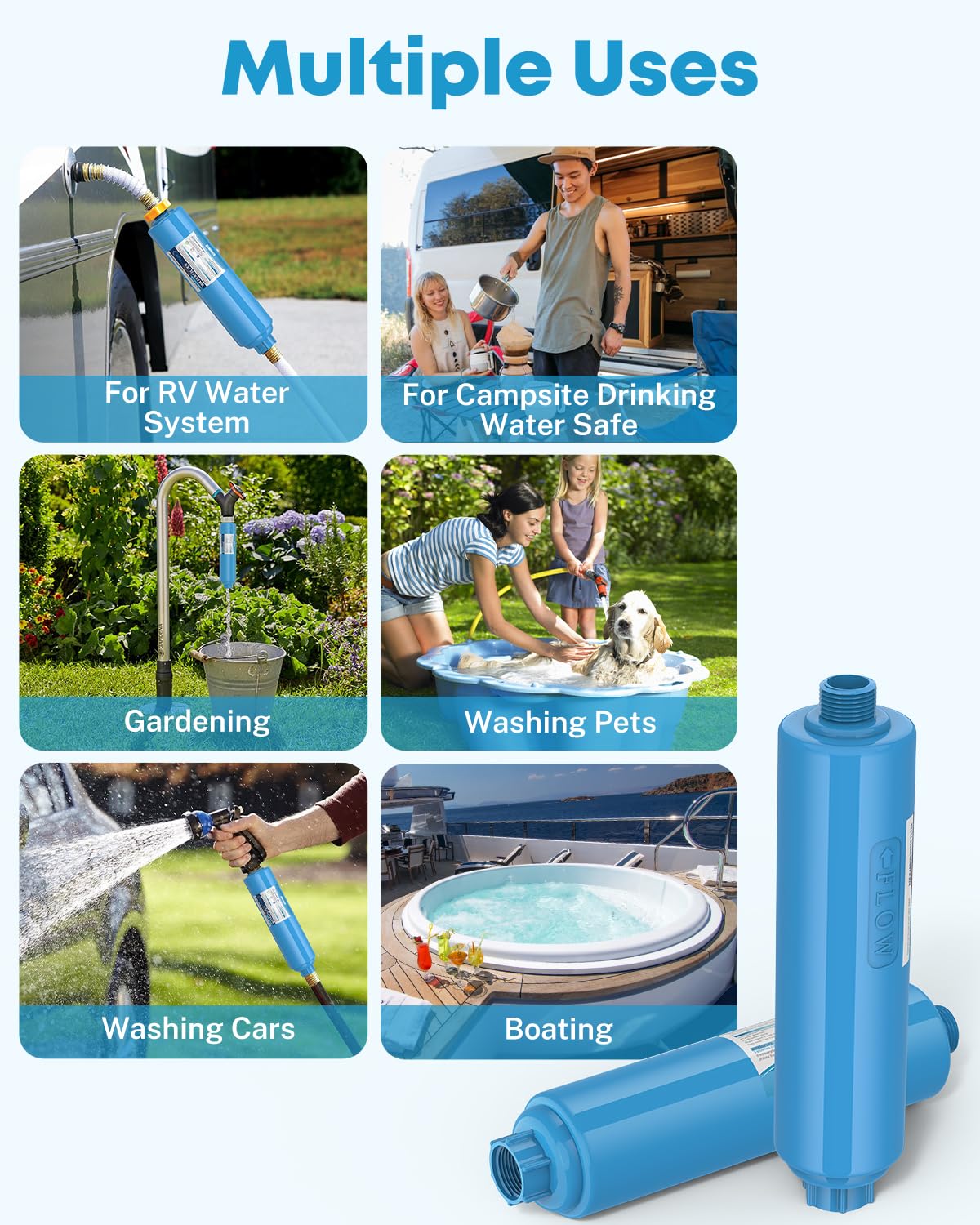Kohree RV Water Filter, RV Marine Inline KDF Water Filter with NSF & BPA Free Certified, Greatly Reduce Chlorine Heavy Metals Bad Taste Odors and Sediment - 4 Pack Kohree