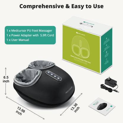 Medcursor Electric Shiatsu Foot Massager Machine with Soothing Heat, Deep Kneading for Foot Pain and Circulation, Multi-Level Settings & Air Compression, for Home or Office Use - Available at All In One Marketplace Canada