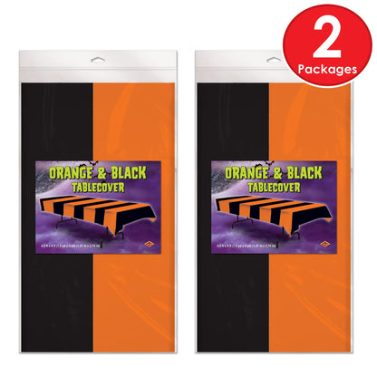 Nappes à rayures orange et noires Beistle, 54 po x 108 po, nappe en plastique, nappe rectangulaire, nappe de fête, nappe en plastique d'Halloween, décorations d'Halloween, orange/noir, 2 pièces