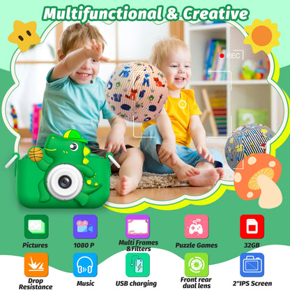 Kids Camera Toy, masterbee Dinosaur Toys Camera for Kid Age 3-12, Christmas/Birthday Gifts for Boys and Girls, 1080P HD Kids Digital Camera, Children Camera Gift for 3 4 5 6 7 8 9 10 11 12 Year Old 🍁 All In One Marketplace Canada