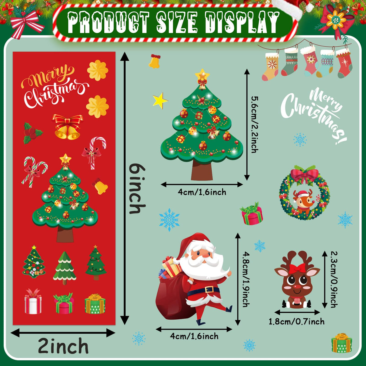 FEBSNOW Christmas Stickers, 100 Sheets Christmas Stickers for Kids Over 1300pcs Vinyl Waterproof Xmas Scrapbook Stickers Holiday Crafts Snowman Snowflakes Stickers Christmas Party Favors Gifts Decor 🍁 All In One Marketplace Canada