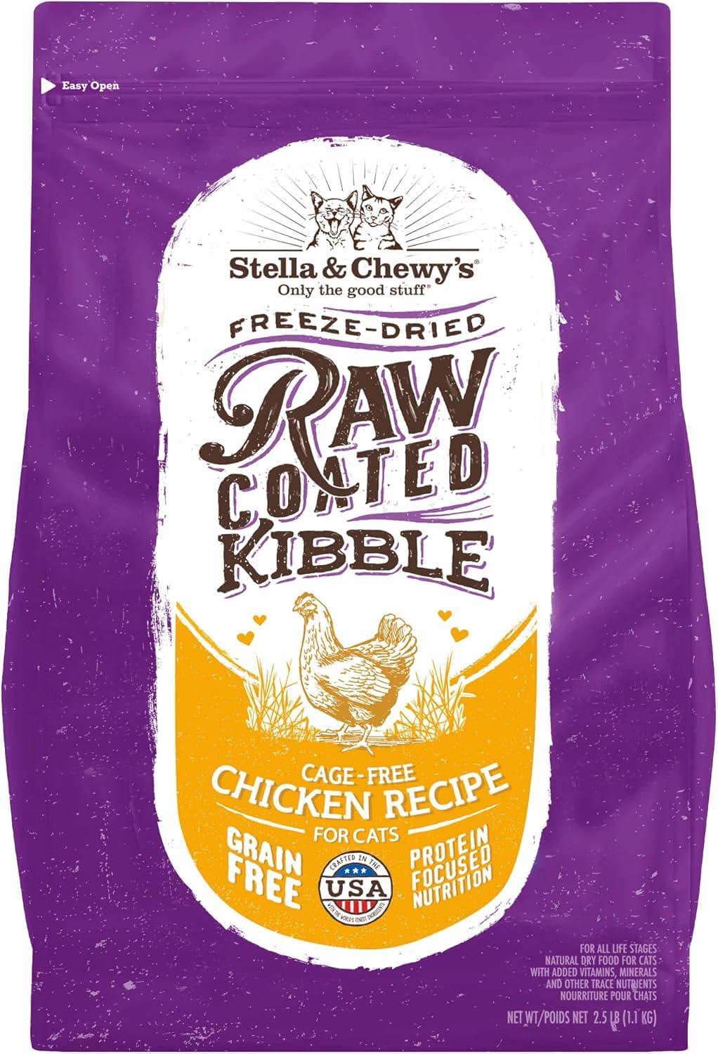 Stella & Chewy’s Raw Coated Premium Kibble Cat Food – Grain Free, Protein Rich Meals – Cage-Free Chicken Recipe – 1.13 kilograms Stella & Chewy's