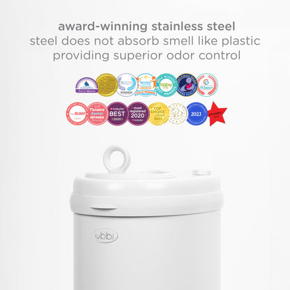 Ubbi Steel Diaper Pail, White, 2.34 ounces 🍁 All In One Marketplace Canada