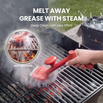 ThermoMaven BBQ Grill Brush Bristle Free - 17" Safe Steam Grill Cleaner Brush with Scraper and 3 Brush Heads for Porcelain/Gas/Charcoal Grill Outdoor Grill Barbecue Cleaner - Available at All In One Marketplace Canada
