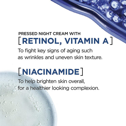 L'Oreal Paris Retinol Pressed Night Cream with Niacinamide, Reduces the Look of Wrinkles & Hydrates Skin, Revitalift Triple Power LZR, Skincare, 47 ml L'Oreal Paris