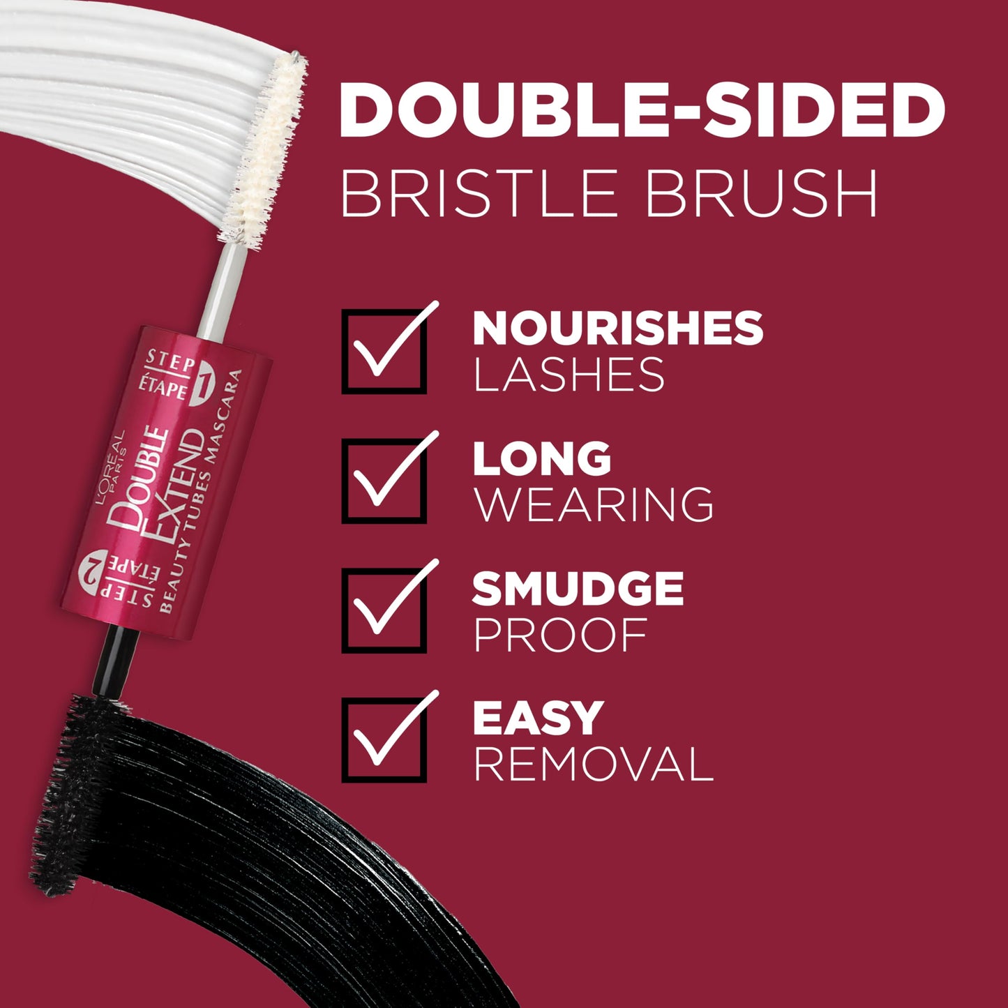 L’Oréal Paris Double Extend Tubing Mascara, Smudge-Free Formula Nourish Lashes, Beauty Tubes Lengthening, Blackest Black, 5ml - Available at All In One Marketplace Canada