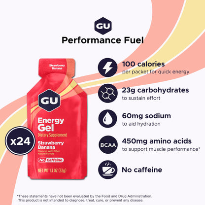 GU ENERGY Original Sports Nutrition Energy Gel, Strawberry Banana, 24-Count 🍁 All In One Marketplace Canada