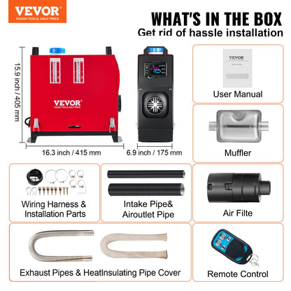VEVOR Diesel Heater 12V Diesel Air Heater Muffler 8KW Diesel Air Heater with Remote Control & LCD Thermostat Monitor for Car Trucks Motor-Home Boat and Bus 🍁 All In One Marketplace Canada