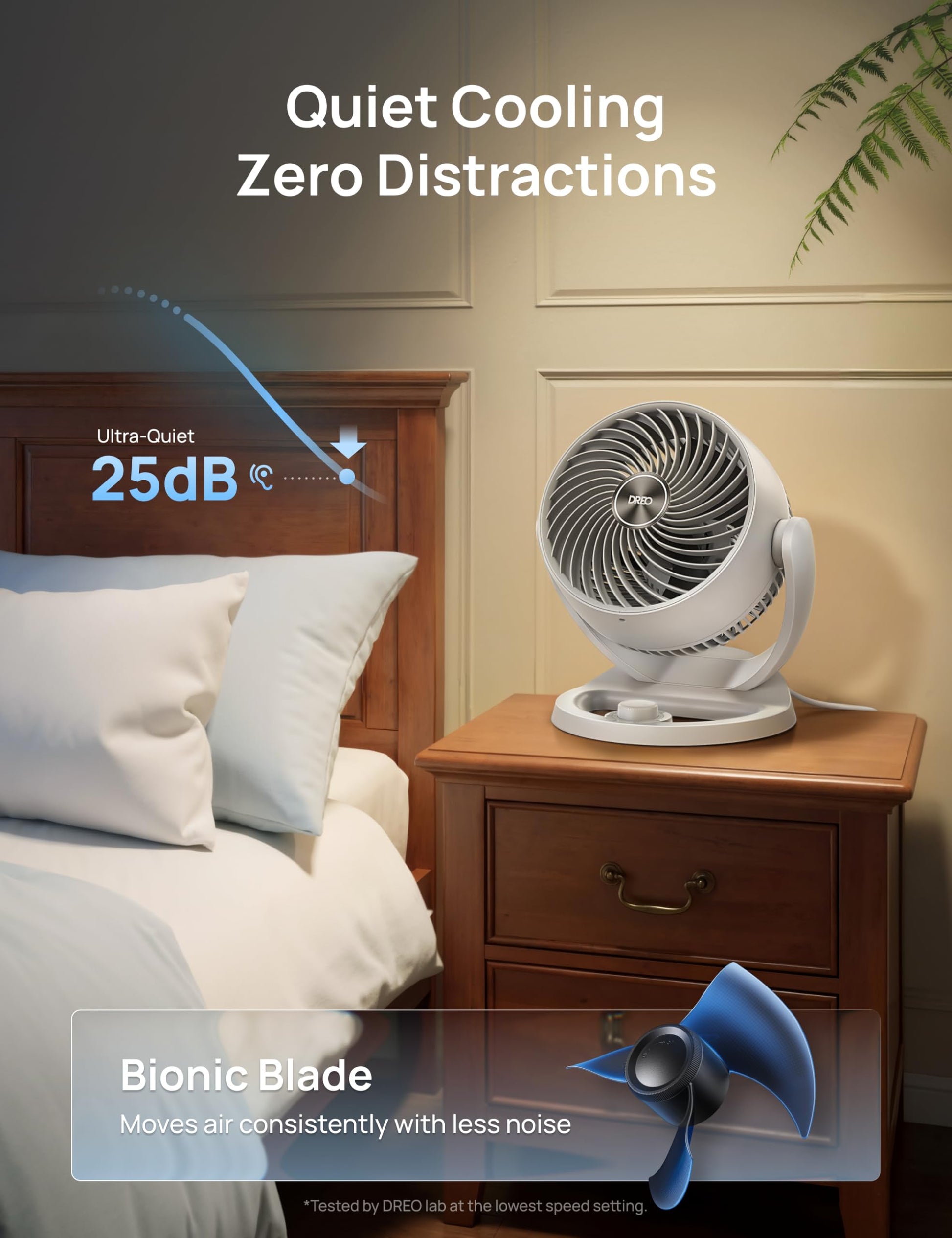 DREO Fan for Bedroom, 12 Inches, 70ft Powerful Airflow, 25db Quiet Table Air Circulator Fans for Whole Room, 120° Adjustable Tilt Desk Fan, 3 Speeds, Desktop Fan for Home, Office, Kitchen, RV