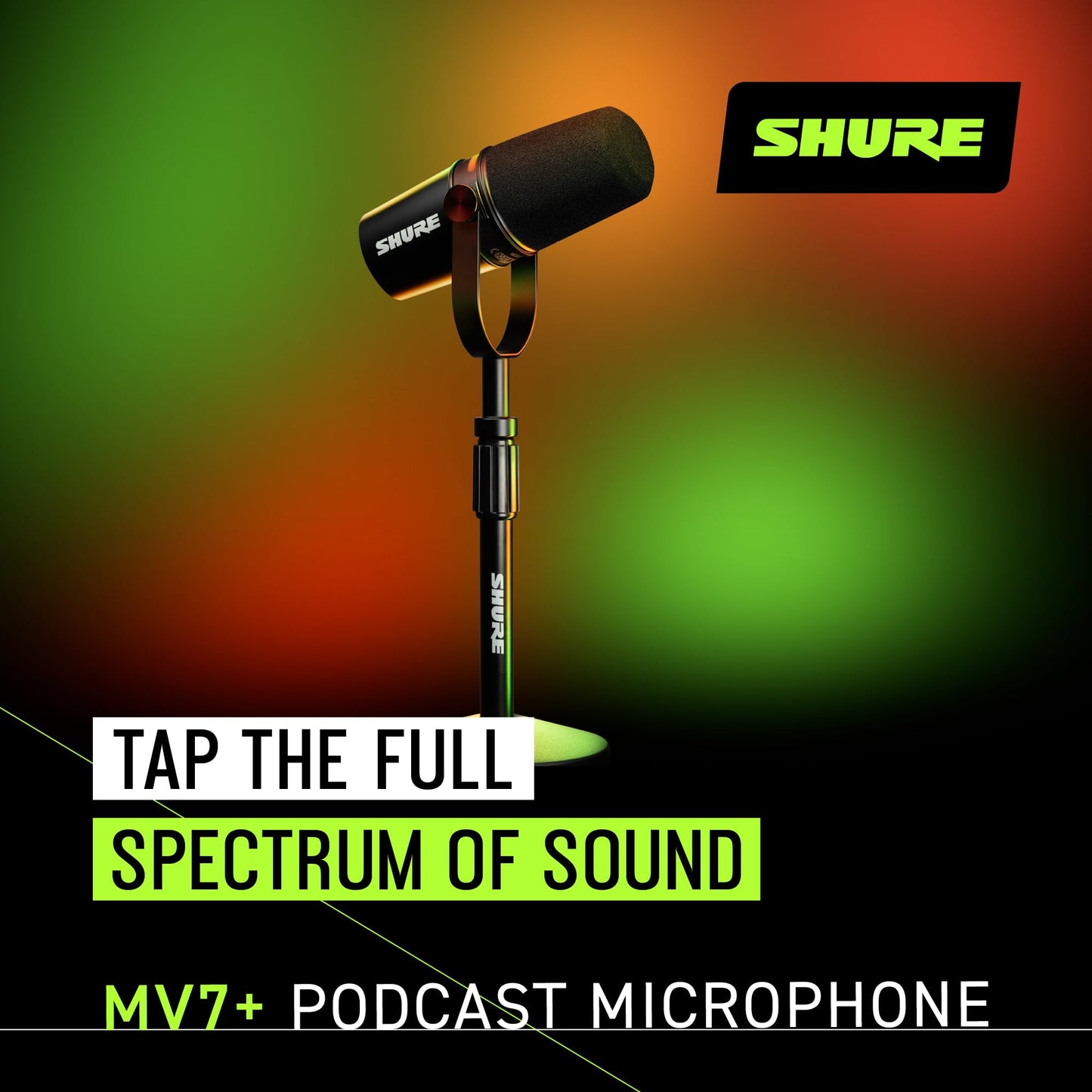 Shure MV7+ USB-C & XLR Podcast Dynamic Mic with Stand - Black