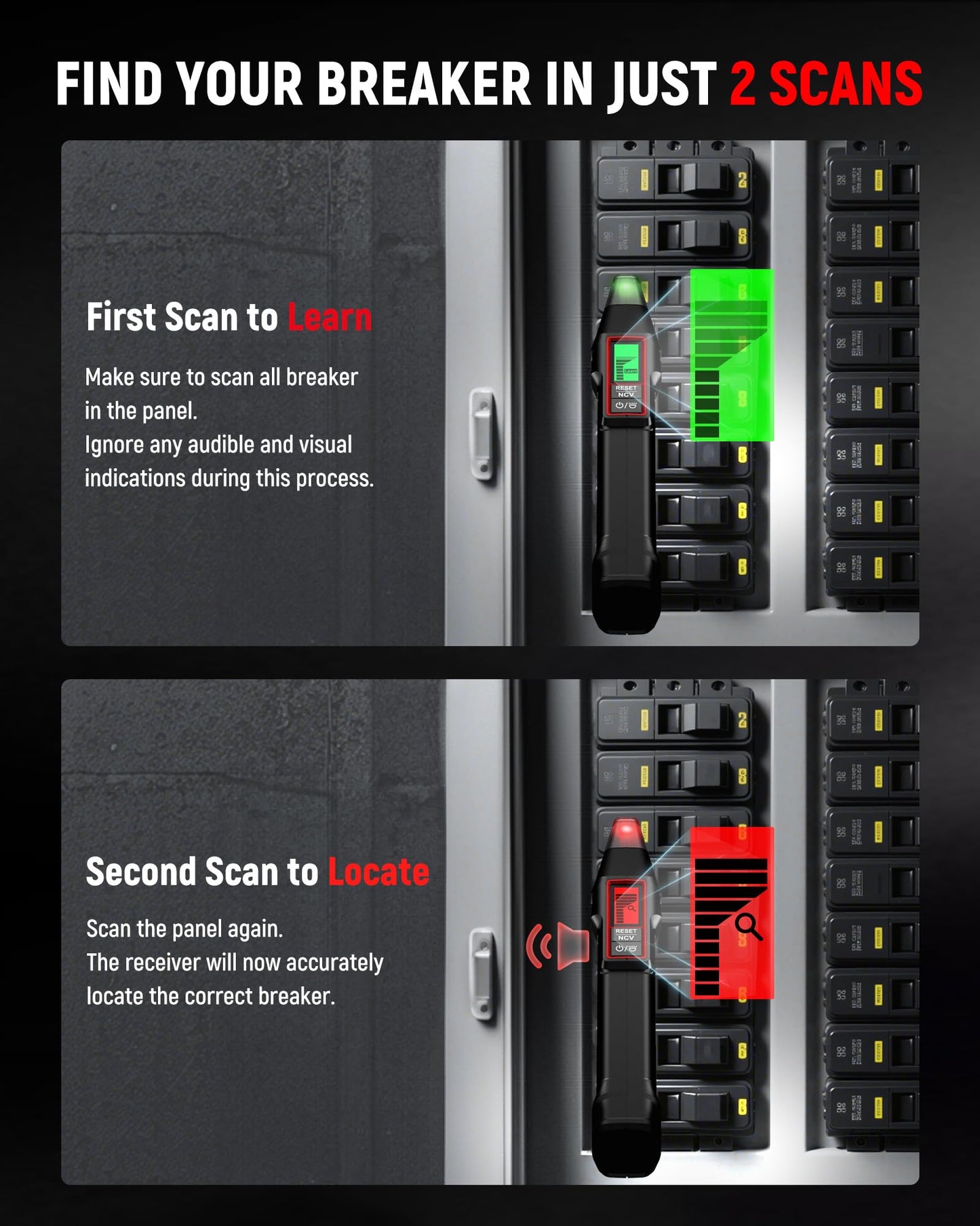 KAIWEETS Circuit Breaker Finder with LCD Display, GFCI Outlet Tester, Electrical Circuit Tracer Tool with NCV Test & Flashlight, Includes Carrying Case and Adapters- KT301P - Available at All In One Marketplace Canada