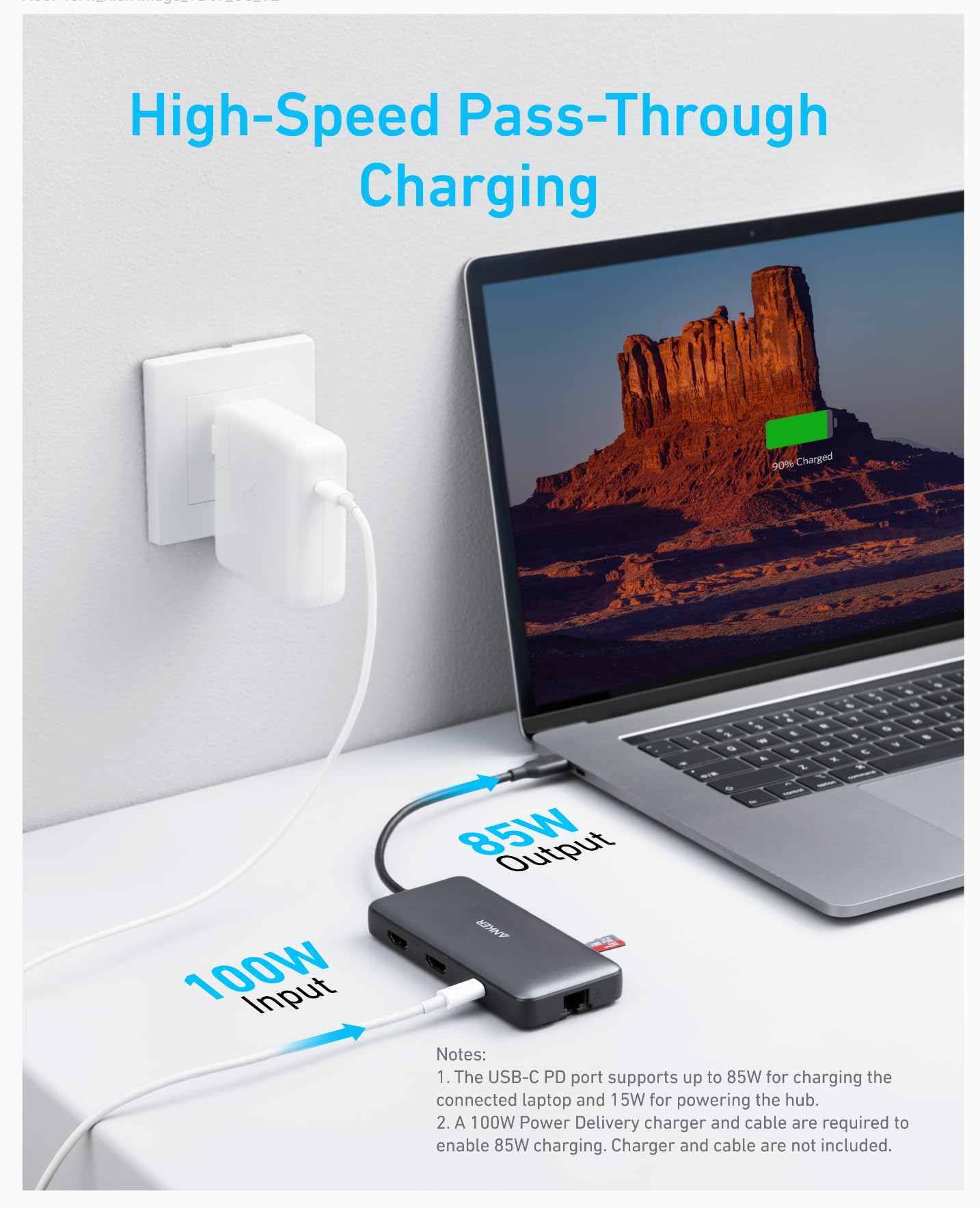 Anker Laptop Docking Station Dual Monitor, 8-in-1 USB C Hub, 4K Dual Monitor with 2 HDMI, 1 Gbps Ethernet Hub, 85W Power Delivery, SD Card Reader for XPS and More (Charger not Included)