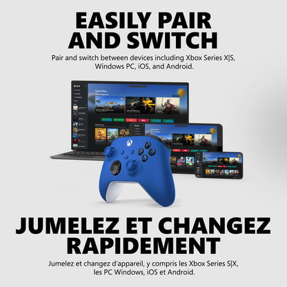 XBOX Core Wireless Gaming Controller – Shock Blue for Series X|S, One, Windows PC, Android, and iOS