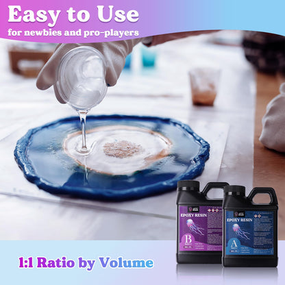 LET'S RESIN Casting Epoxy Resin Kit, 1L(34oz) Crystal Clear & Bubble Free Epoxy Resin and Hardener, High Gloss Resin Kit for DIY Art, Mould Casting, Wood, Jewellery Making, Coasters, Table Top - Available at All In One Marketplace Canada
