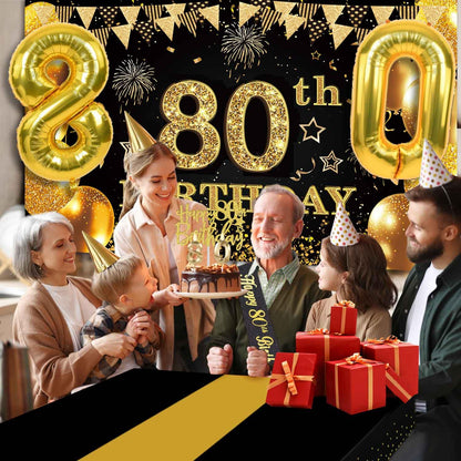 YeohJoy 80th Birthday Decorations for Men Women Black Gold 🍁 All In One Marketplace Canada