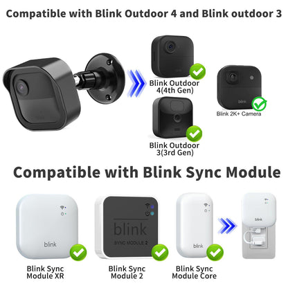 All-New Blink Camera Mount for Outdoor 4/2K+, 3 Pack Protective Cover and 360 Degree Adjustable Mounting Bracket, Blink Sync Module Outlet Mount (Black)