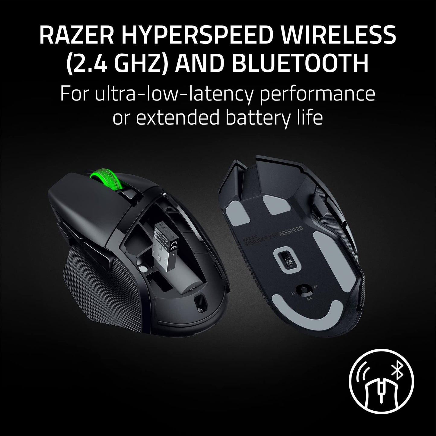 Razer Basilisk V3 X HyperSpeed Wireless Gaming Mouse: Up to 285 Hr Battery - 18K Optical Sensor - Mechanical Switches - Chroma RGB - 9 Programmable Controls - Black