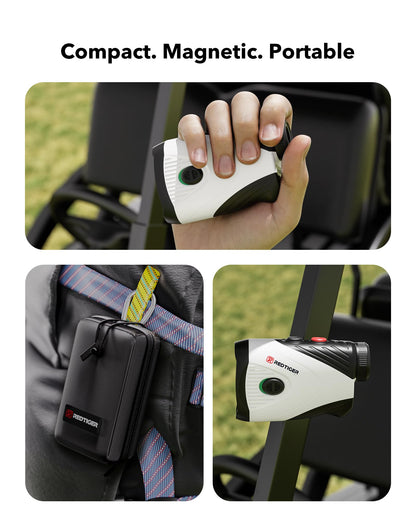 REDTIGER 1200 Yards Golf Range Finder with Slope, 7X Magnification Golf Rangefinder, IP54 Waterproof, Fast Flag Pole Locking Vibration, Rechargeable Laser Rangefinder Golfing with Magnet Stripe