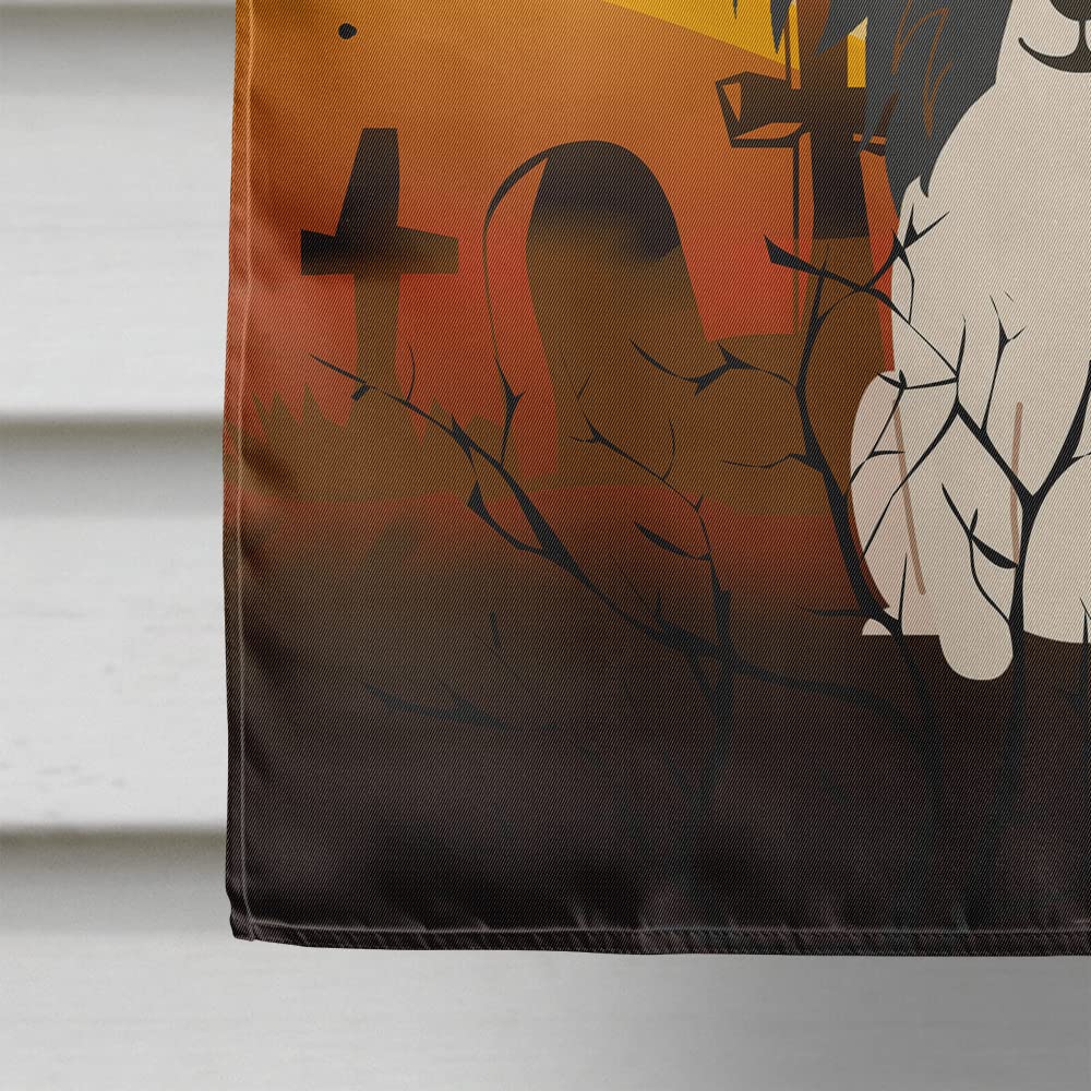 Caroline's Treasures BB4342CHF Halloween Papillon Black White Flag Canvas House Size, Large, Multicolor