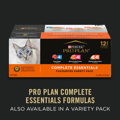 Purina Pro Plan Complete Essentials Wet Cat Food, Salmon & Rice Entree in Sauce - 85 g Can (24 Pack) 🍁 All In One Marketplace Canada