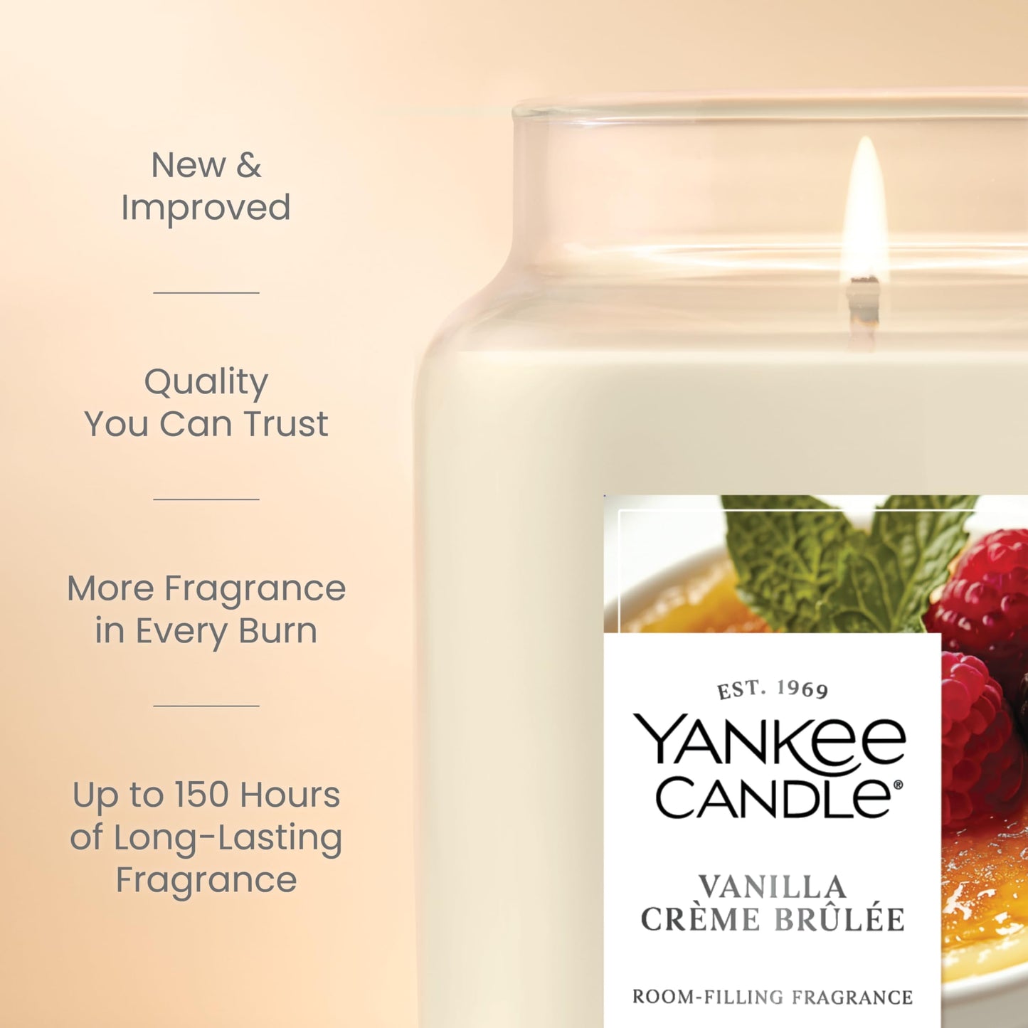 Yankee Candle Large Jar Scented Candle with up to 150 Hour Burn Time, Premium Plant Wax Blend for Cleaner Consistent Burn and Room Filling Fragrance, 22 oz, Vanilla Crème Brule 🍁 All In One Marketplace Canada