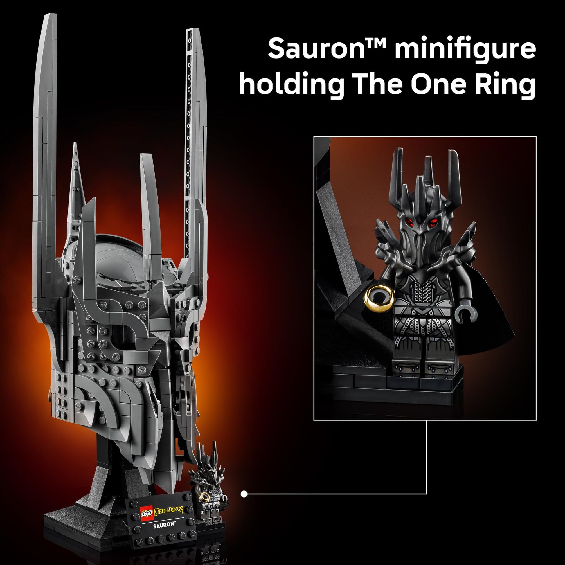 LEGO Icons The Lord of The Rings: Sauron's Helmet - Building Set for Adults, Ages 18+ - Bedroom, Home Office, Book Shelf Decor - with Sauron Minifigure - Gift for LOTR Fans - 11373 - Available at All In One Marketplace Canada