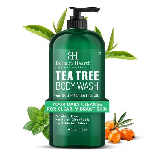 Botanic Hearth Tea Tree Body Wash | Shower Gel - 16 fl oz Helps Nail Conditions Athletes Foot Ringworms Jock Itch & Body Odor Soothes Itching & Promotes Healthy Skin and Feet Naturally Scented - Available at All In One Marketplace Canada