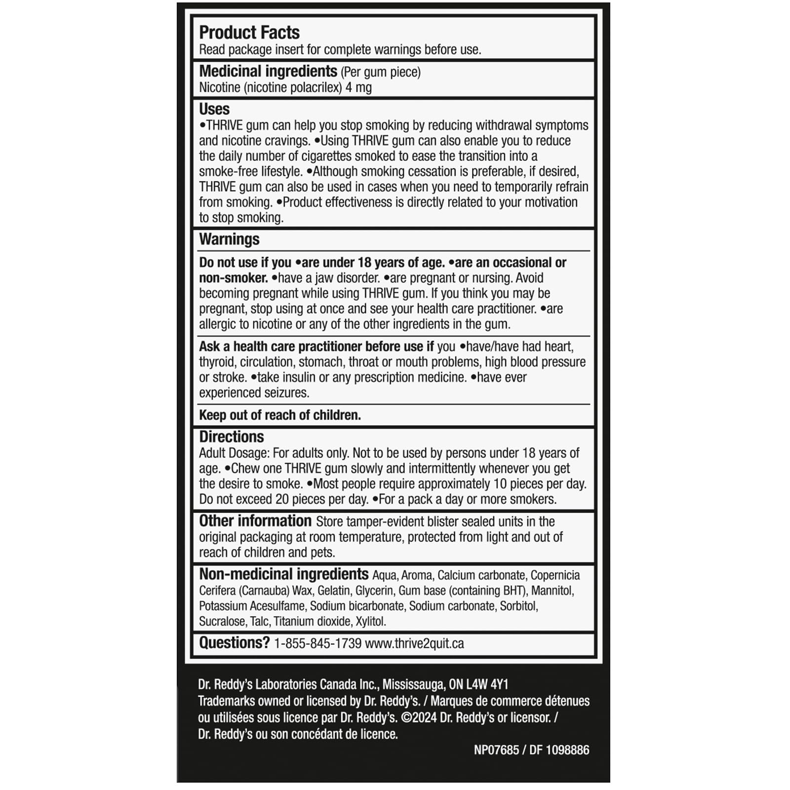 Thrive Nicotine Replacement Gum, 4mg Extra Strength, Mint, 108 Count Thrive