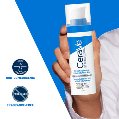 CeraVe Hyaluronic Acid Face Serum, Hydrating Serum for Face with Vitamin B5 & Ceramides, for Men & Women, Normal To Dry Skin. Fragrance Free, Non-Comedogenic, Paraben-Free, Travel Size, 30ML - Available at All In One Marketplace Canada