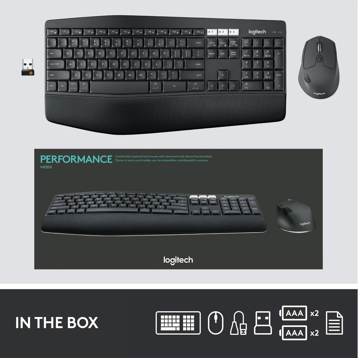 Logitech MK850 Performance Wireless Keyboard and Mouse Combo - Graphite