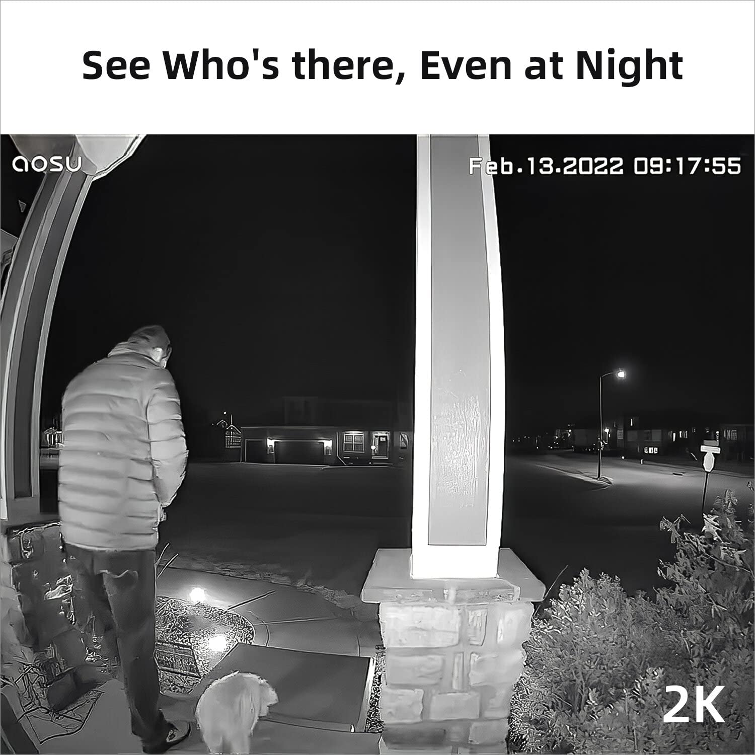 AOSU Doorbell Camera Wireless Outdoor, Battery-Powered Video Doorbell with Chime, 2K Resolution, Save Locally or to The Cloud, 2.4GHz WiFi, 180-Day Battery Life, Work with Alexa & Google Assistant