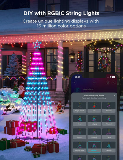Govee Christmas Cone Tree Lights, 6ft 316 LEDs RGBIC Christmas Tree Lights with Smart App Control, IP67 Waterproof Outdoor String Lights for Xmas & Halloween Decor, 82+ Scene Modes, Music Sync 🍁 All In One Marketplace Canada