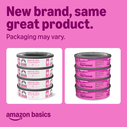 Amazon Basics Blossoms Scented Diaper Pail Refills for Diaper Genie Pails, 1080 Count (4 Packs of 270 Count) (Previously Mama Bear)