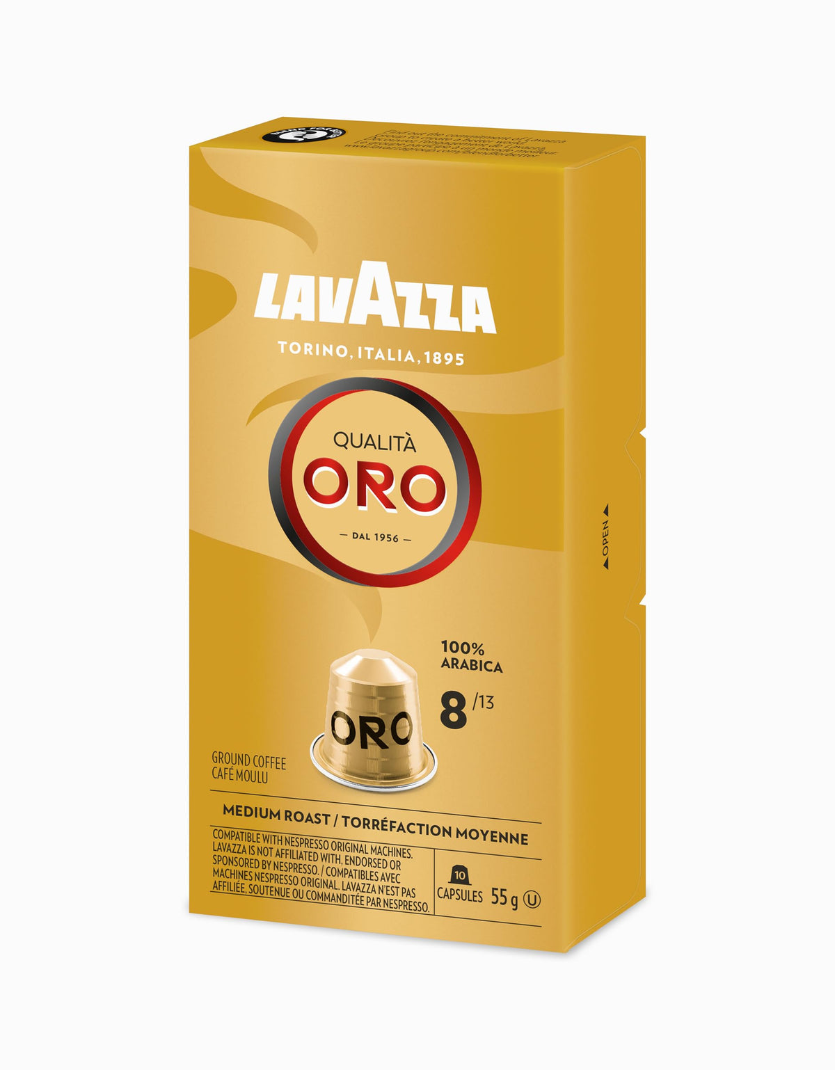 Lavazza Qualita Oro Medium Roast Coffee Capsules Compatible with Nespresso Original Machines, 100% Arabica, floral and fruit notes (100 capsules)