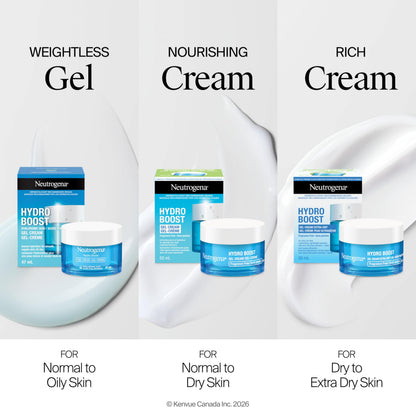 Neutrogena Hydro Boost Gel Cream Face Moisturizer - Oil-Free Facial Cream with Hyaluronic Acid for Dry Skin - Lightweight, Non-Comedogenic Daily Hydrating Formula, 47mL