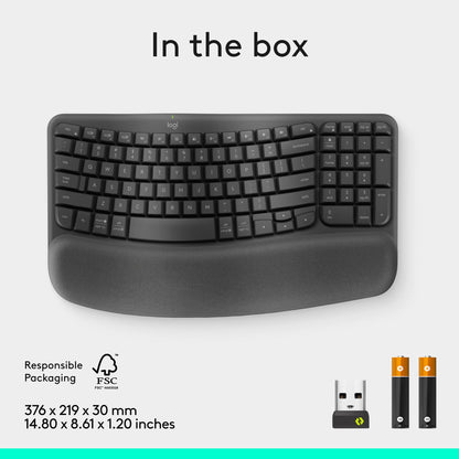 Logitech Wave Keys Ergonomic Wireless Keyboard with Palm Rest - Graphite