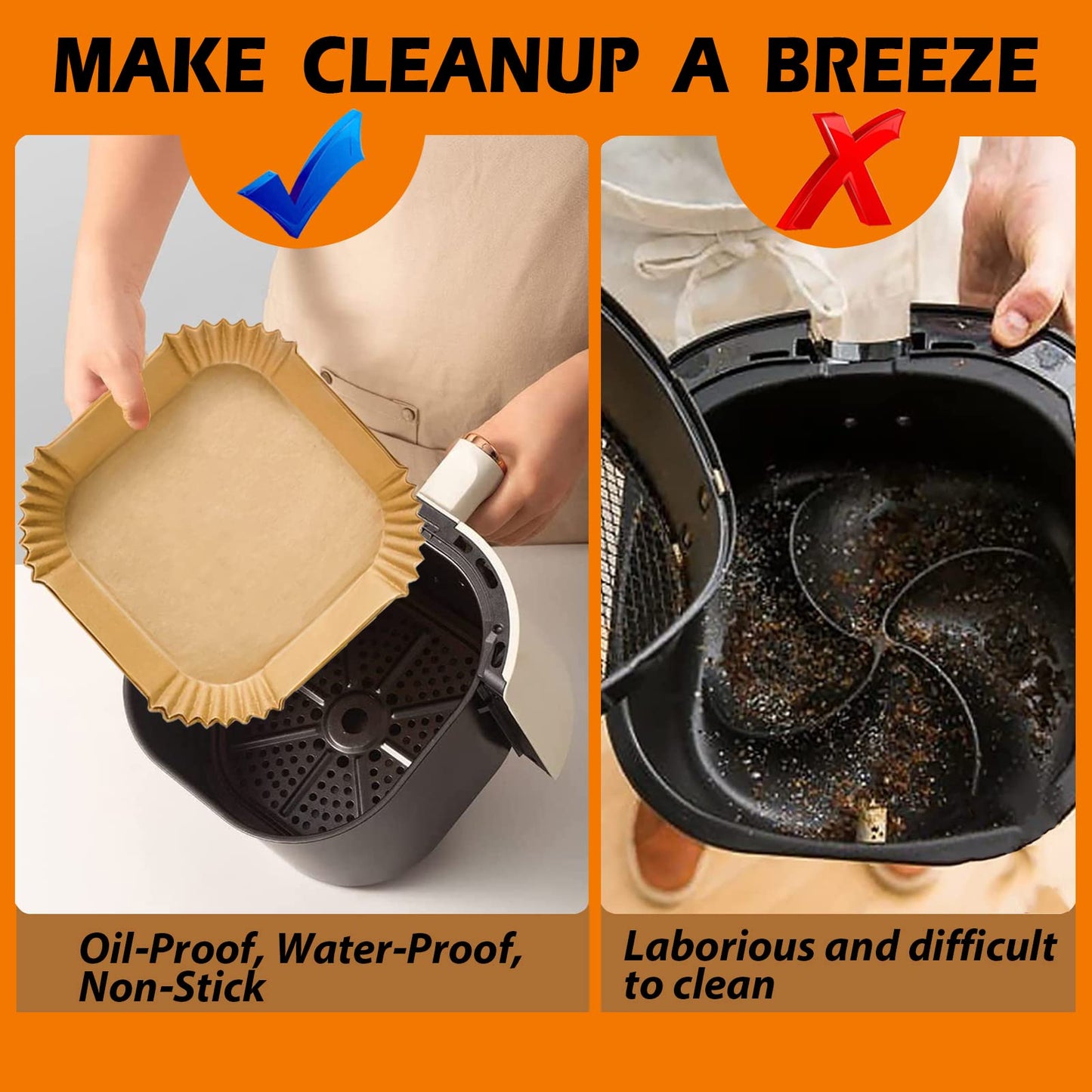 Air Fryer Liners, Airfryer Liners Disposable Square 9 Inch for 5-8QT Basket, Parchment Paper for Air Fryer Non-Stick Air Fryer Paper, Food Grade Air Fryer Parchment Paper Liners for Roasting Microwave - Available at All In One Marketplace Canada