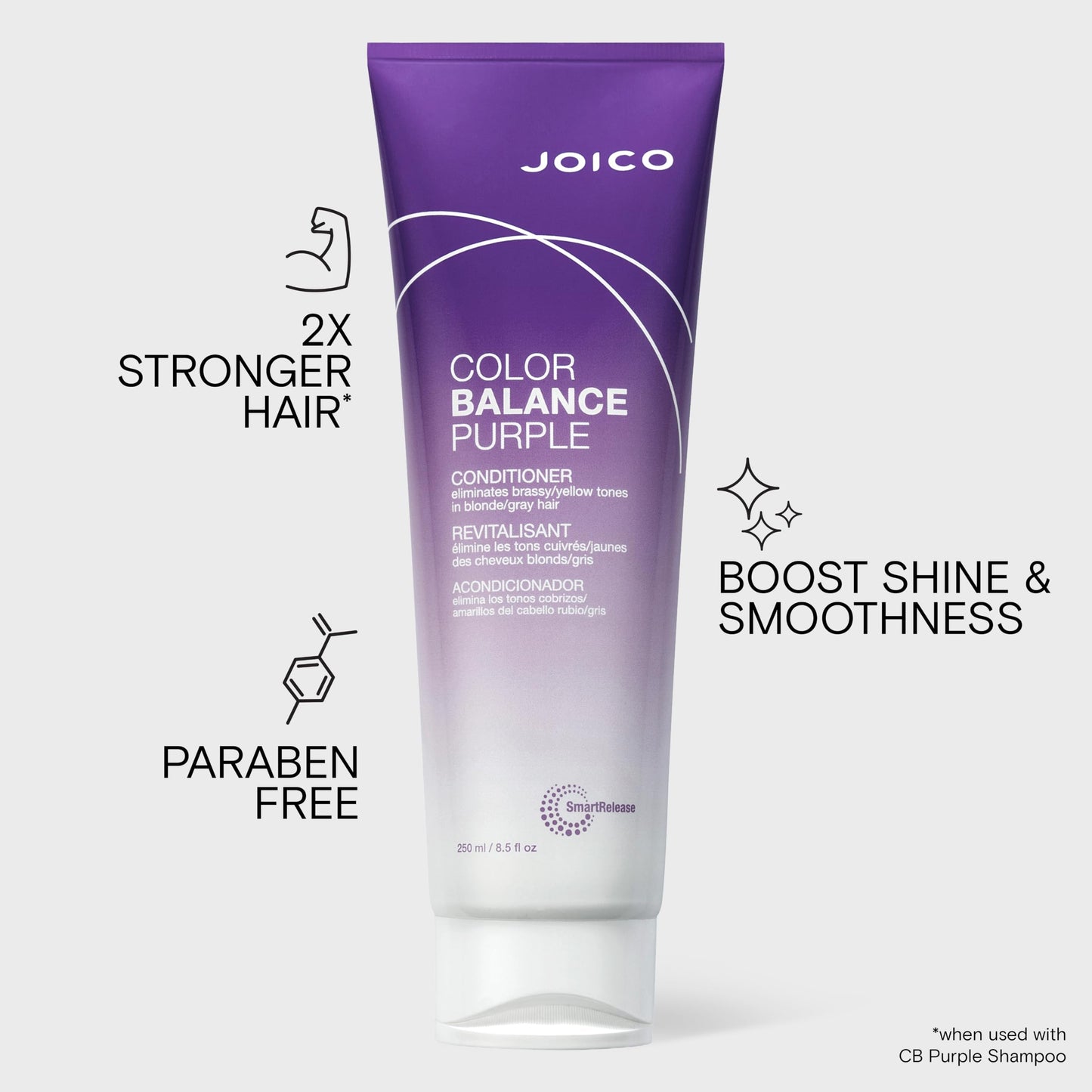 Joico Color Balance Purple Conditioner for Blonde Hair, Protection for Colour Treated Hair, Shields Damaged Hair, with Keratin and Green Tea Extract Joico