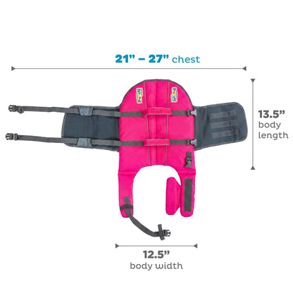 Outward Hound Granby Splash Dog Life Jacket with Handle, Reflective Floating Vest for Swimming & Boating, Maximum Buoyancy, All Skill Levels, Medium Dogs (21–27" Girth), Pink, Medium