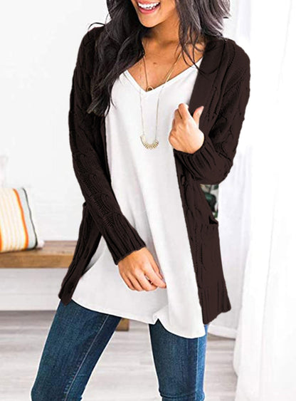 PRETTYGARDEN Women's Cable Knit Cardigan Sweaters Fall(Coffee,L) 🍁 All In One Marketplace Canada