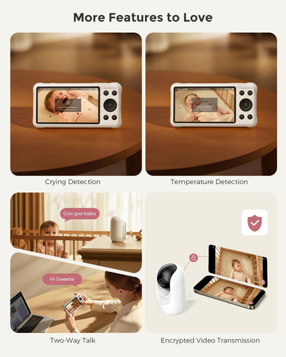 Momcozy Smart WiFi Baby Monitor with Camera and Audio, 5" 1080P Screen with Wall Mount, Motion & Cry Detection, Safe Fence,Clear Night Vision, 5000mAh Battery, 2-Way Talk, Photo & Video Recording,BM04 - Available at All In One Marketplace Canada