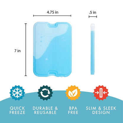 Cool Coolers by Fit & Fresh 4 Pack XL Slim Ice Packs, Quick Freeze Space Saving Reusable Ice Packs for Lunch Boxes or Coolers, Purple 🍁 All In One Marketplace Canada