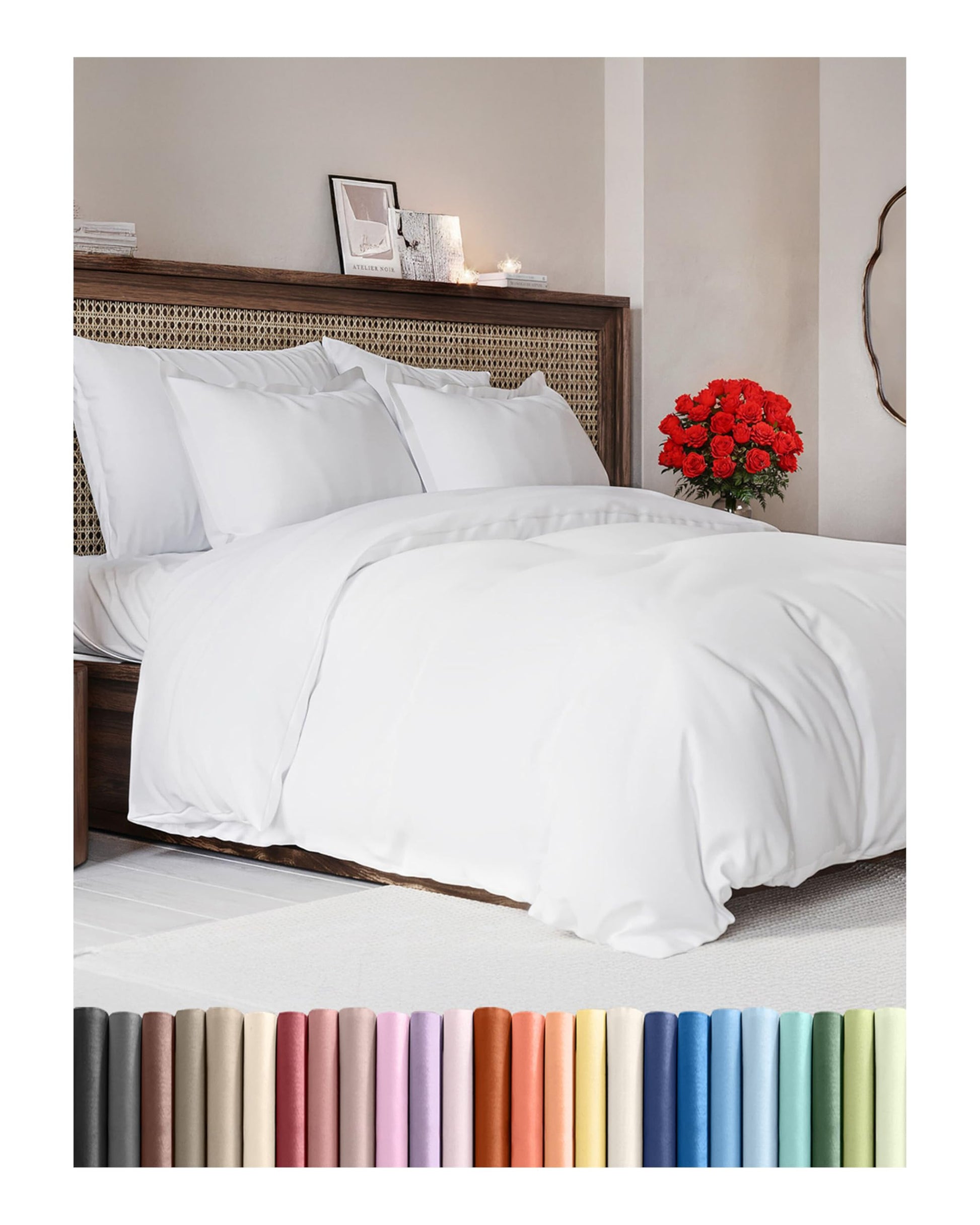 Duvet Cover King Size Set - Extra Soft King Size Duvet Cover 104 x 90 with 2 Pillow Shams - Hotel Luxury, Easy Care and Fade Free with Zipper Closures & Ties - Comfy, Breathable Bedding Set (White)