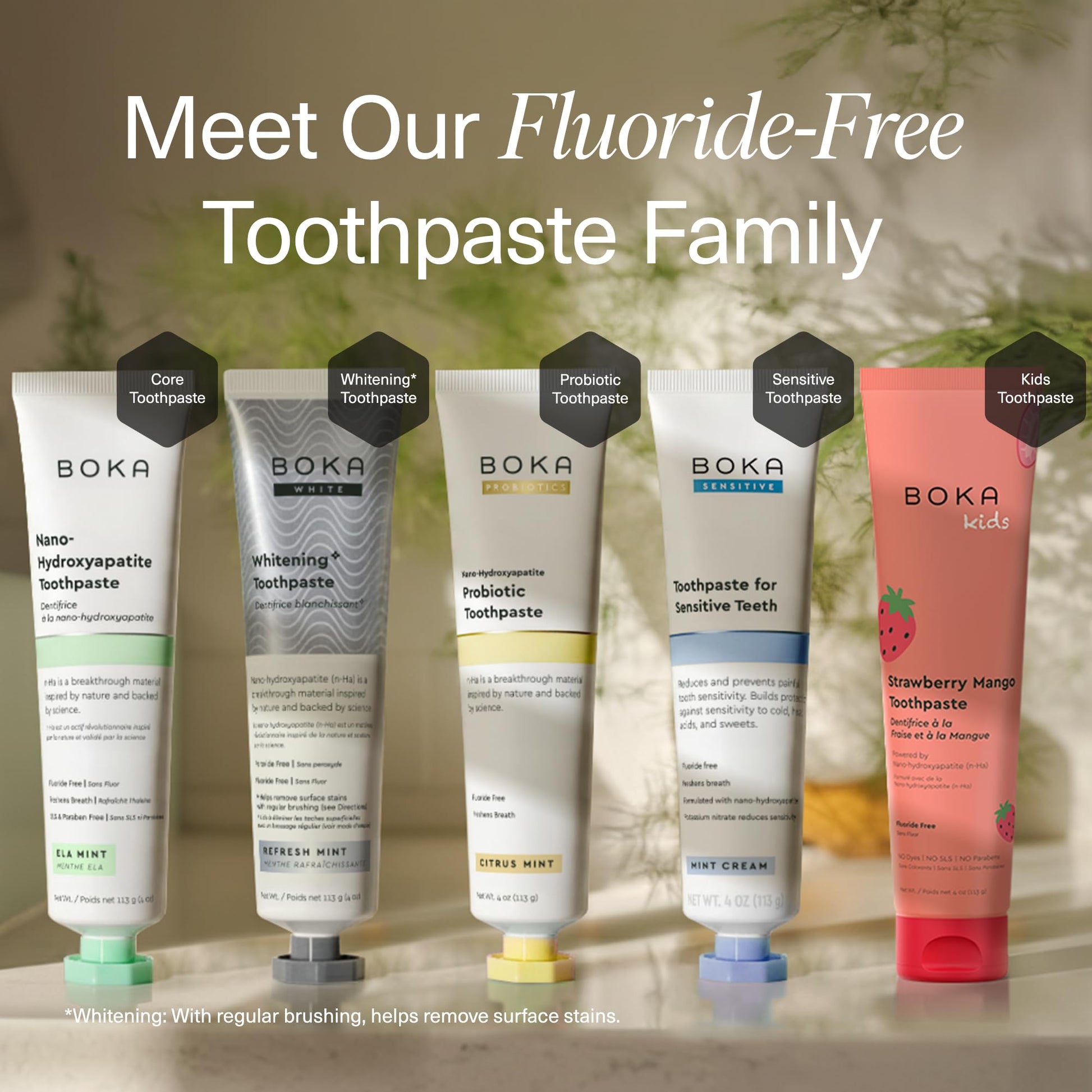 Boka Fluoride Free Toothpaste, Nano Hydroxyapatite Toothpaste, Appropriate for Sensitive Teeth - for Adult Oral Care - Ela Mint Flavor, 4 Fl Oz (113g) 1Pk