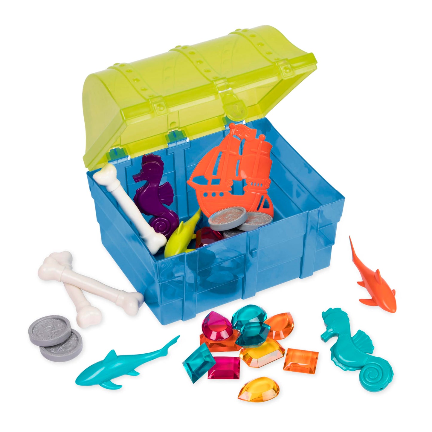 Battat Pirate Diving Set, Treasure Chest Pool Toy, 28 Pieces, Water & Sand Battat