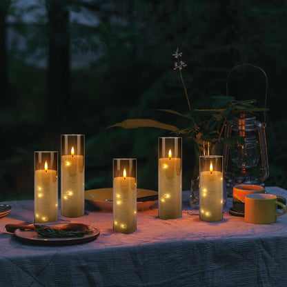 Pack of 24 Flickering Flameless Candles with Remote and 2/4/6/8 H Timer Led Embedded Light String Grey Candles(D2.17 x H 5" 6" 7") Moving Wick Candles for Christmas & &Wedding & Home Decor... 🍁 All In One Marketplace Canada