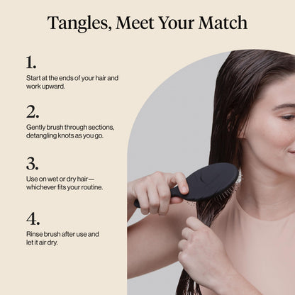 Kitsch Recycled Plastic Wet/Dry Hair Brush, Detangling Tool for Curly or Straight Styles, Brush for Tangled Strands, Flexible Hairbrush Bristles, Brushes for Women & Men, Adults & Kids - Black