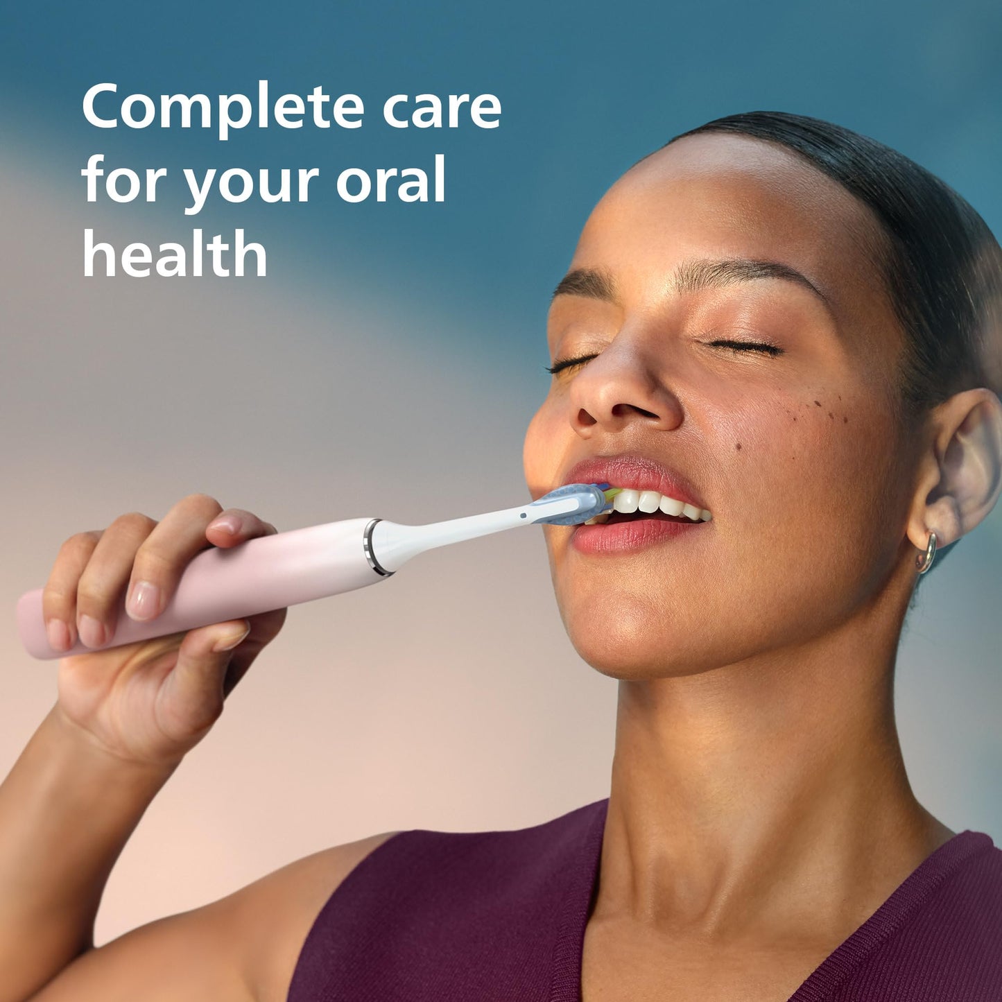 Philips Sonicare DiamondClean 9000 Electric Toothbrush - Sonic Toothbrush with App, Pressure Sensor, 12 Brushing Settings, Brush Head Replacement Reminder, Charging Stand, Travel Case, Pink, HX9911/90