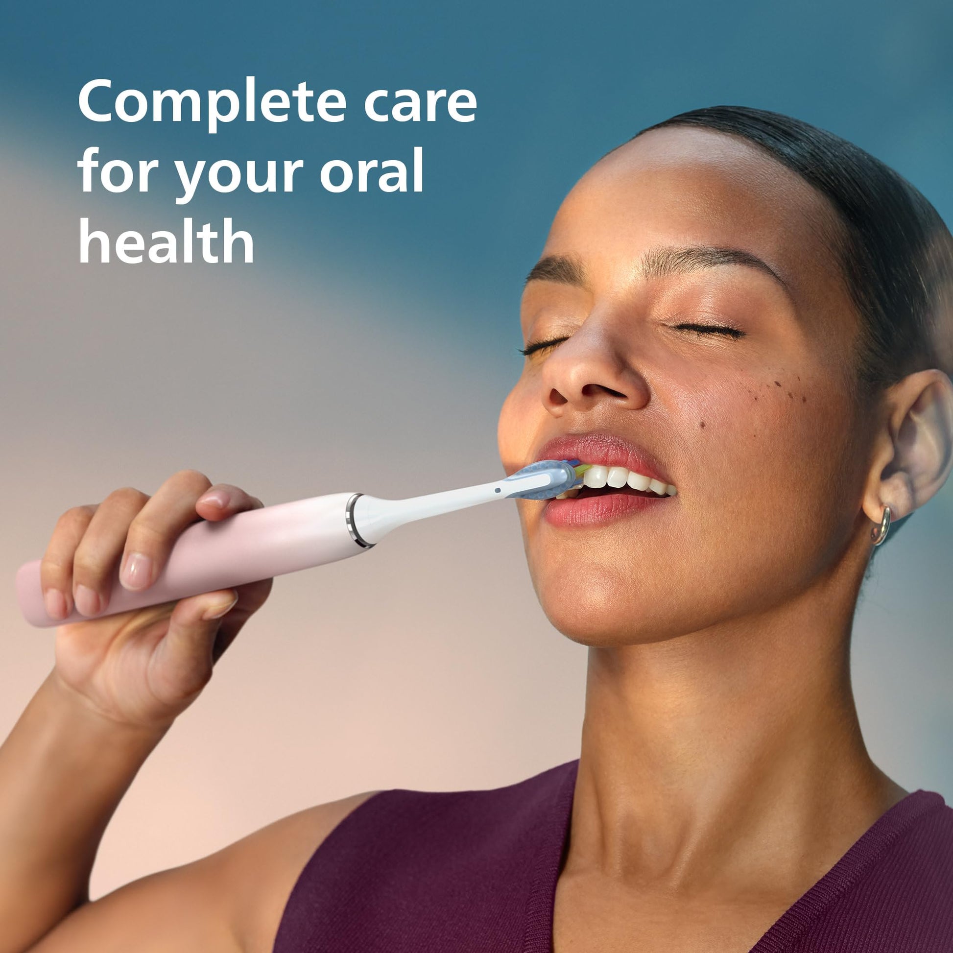 Philips Sonicare DiamondClean 9000 Electric Toothbrush - Sonic Toothbrush with App, Pressure Sensor, 12 Brushing Settings, Brush Head Replacement Reminder, Charging Stand, Travel Case, Pink, HX9911/90