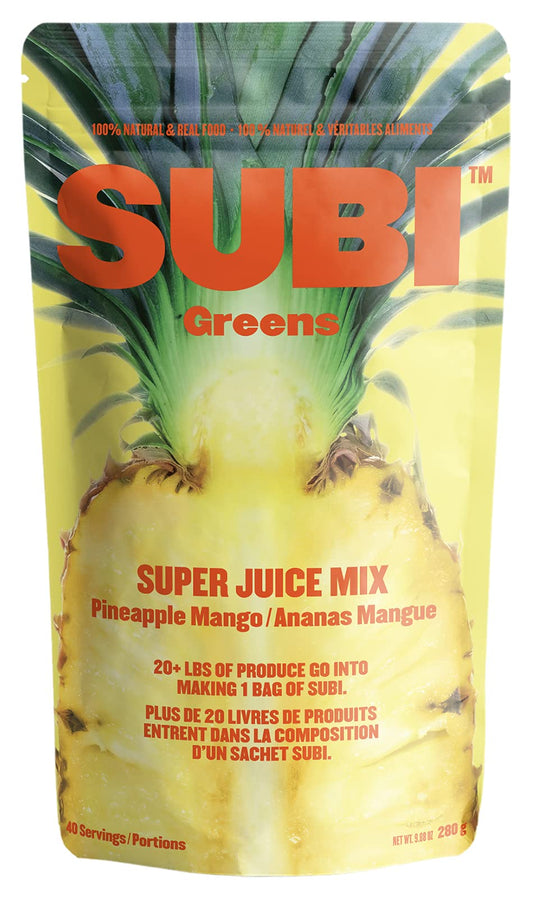 SUBI Greens Superfood Pineapple Mango Blend - Nutrient-Dense Vegetable & Fruit Powder, 40-Day Supply, Made in Canada